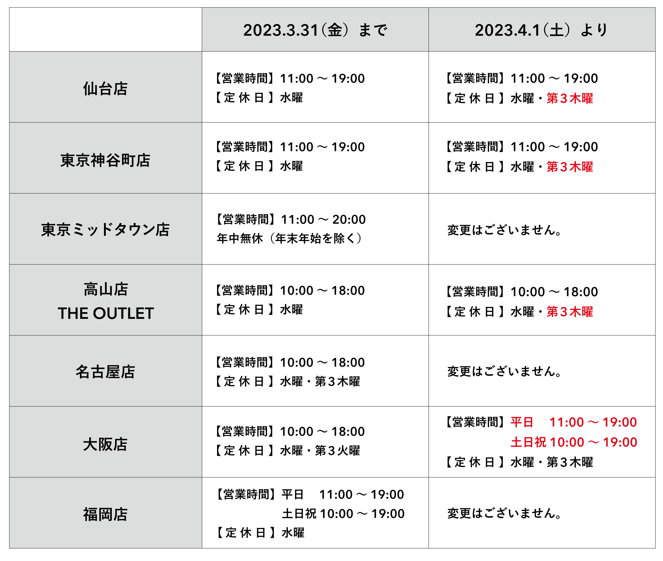 定休日及び営業時間変更のお知らせ】 | 飛騨産業株式会社【公式